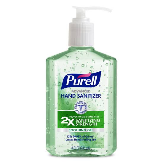 PURELL Advanced Hand Sanitizer Soothing Gel with Aloe and Vitamin E- 8 fl oz Pump Bottle