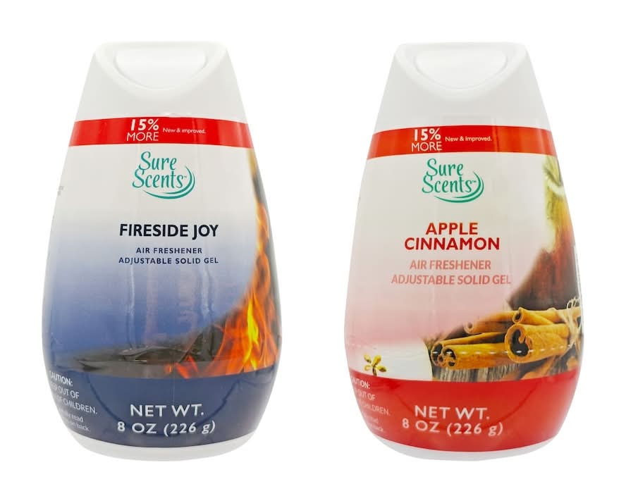 Sure Scents Solid Gel Air Freshener, Apple Cinnamon-Fireside Joy (2 x 8 oz)