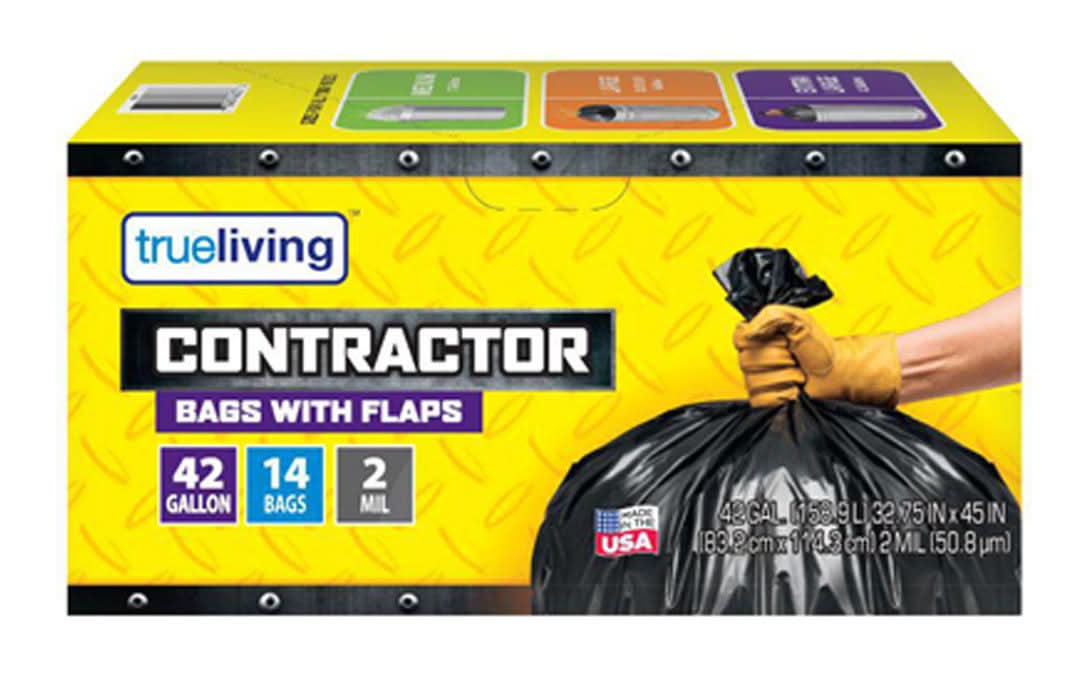 True Living 42-Gallon Contractor Bags With Flaps 14 Ct