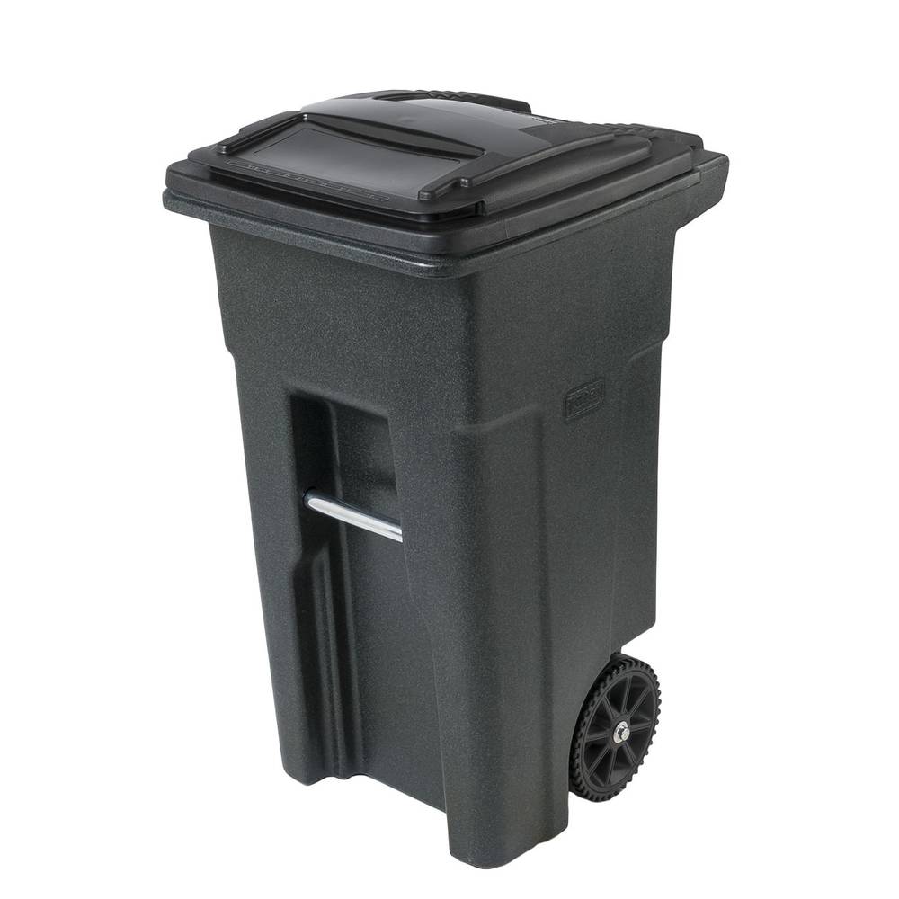 Toter 32-Gallon Black Plastic Wheeled Indoor/Outdoor Hinged Lid Trash Can | 79232-R2200