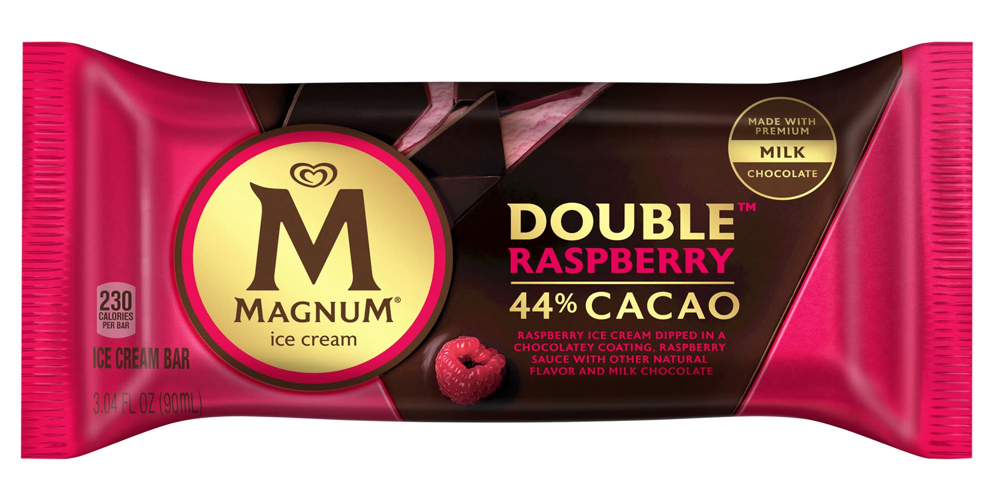 Magnum Double Milk Chocolate Ice Cream Bar, Raspberry (3.04 fl oz)