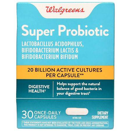 Walgreens Super Probiotic Digestive Support Capsules 20 Billion Active Cultures - 30.0 ea