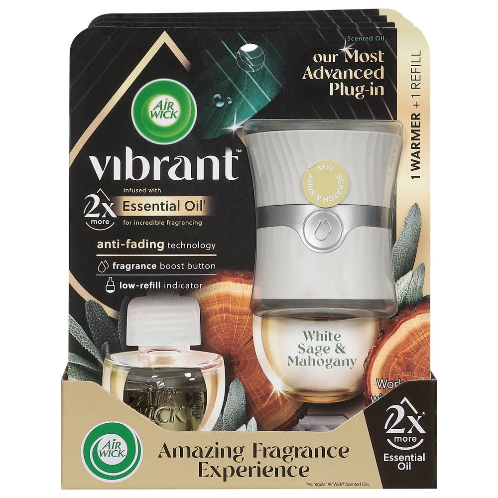 Air Wick Plug in Scented Oil Starter Kit, White Sage & Mahogany (0.67 fl oz)