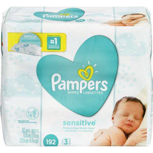 Pampers lingettes pour bébés sensitive (192 unités) - baby wipes sensitive 3x refill (192 units)