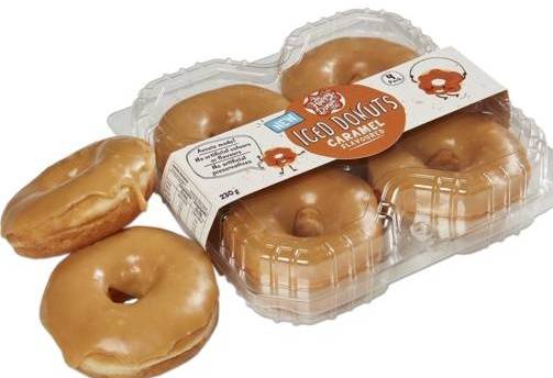 The Happy Donut Co Iced Donuts Caramel Flavoured 4 Pack 230g