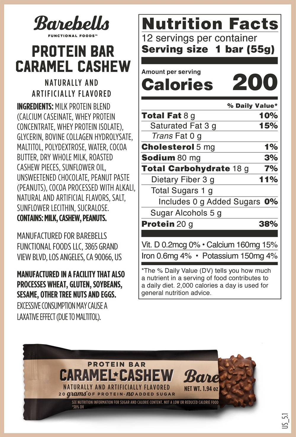 Barebells Protein Bar, Caramel Cashew (1.94 oz)