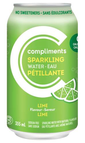Compliments Eau Petillante À La Lime 355 Ml / Compliments Sparkling Water Lime 355 ml (can)
