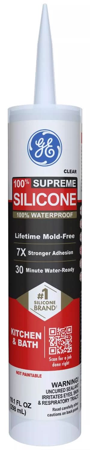 Ge Supreme Clear Supreme Silicone Kitchen And Bath Caulk Sealant 10.1 Oz