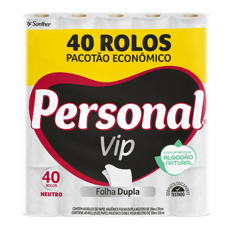 Personal papel higiênico folha dupla vip (40 rolos)