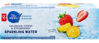 Pc blue menu eau gazeuse - sparkling water (12 pièces,355 ml) (agrumes de calamansi & fraise)