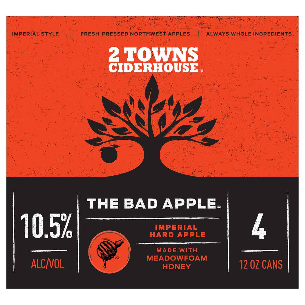 2 Towns Ciderhouse the Bad Apple Ipa (4 pack, 16.9 fl oz)