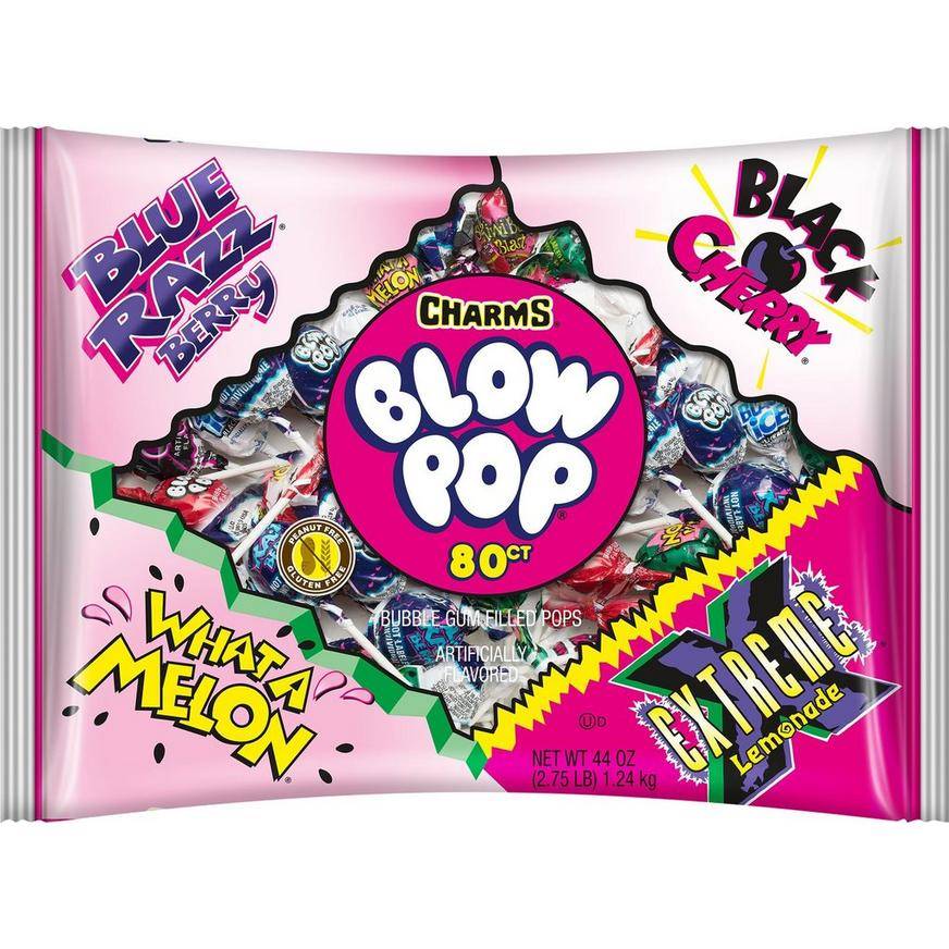 Party City Charms Blow Pops, Assorted, Unisex (44 oz, 80 ct)