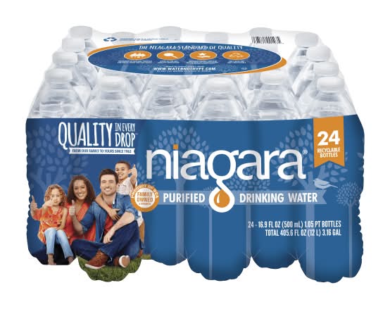 Niagara Purified Drinking Water Bottles, 16.9 Fl Oz, Pack Of 24 Bottles