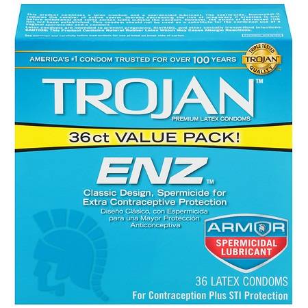 Trojan Enz Armor Spermicidal Lubricant Condoms (36 ct)