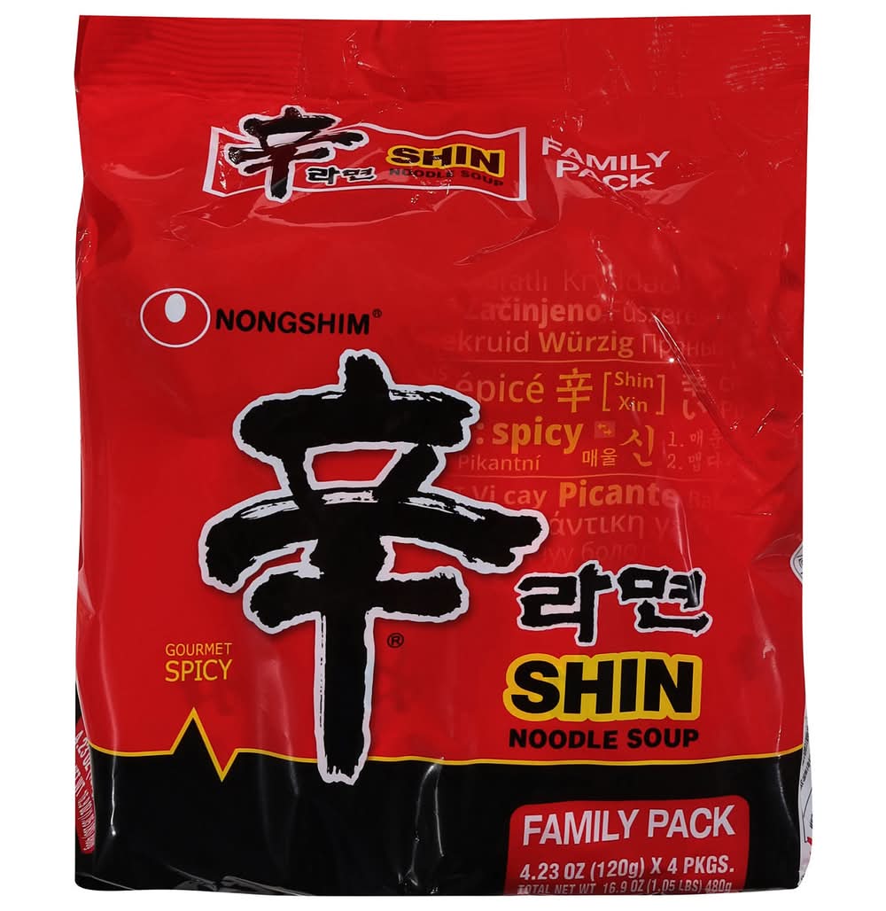 Nongshim Noodles Soup, Shin, Gourmet Spicy, Family Pack