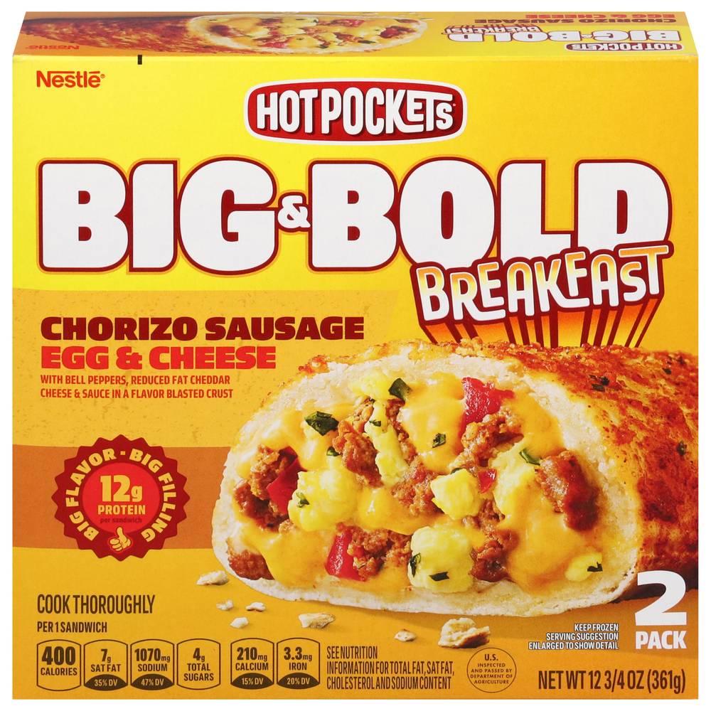 Hot Pockets Big & Bold Breakfast Chorizo Sausage, Egg & Cheese (12.75 oz, 2 ct)