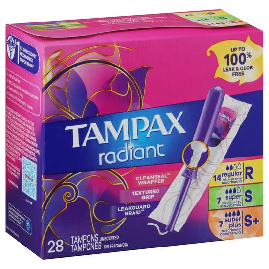 Tampax Radiant Triplepack Unscented Tampons (28 tampons)