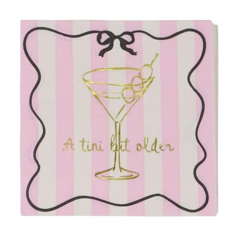 Pink Stripes Tini Bit Older Paper Beverage Napkins, 20Ct. By Celebrate It