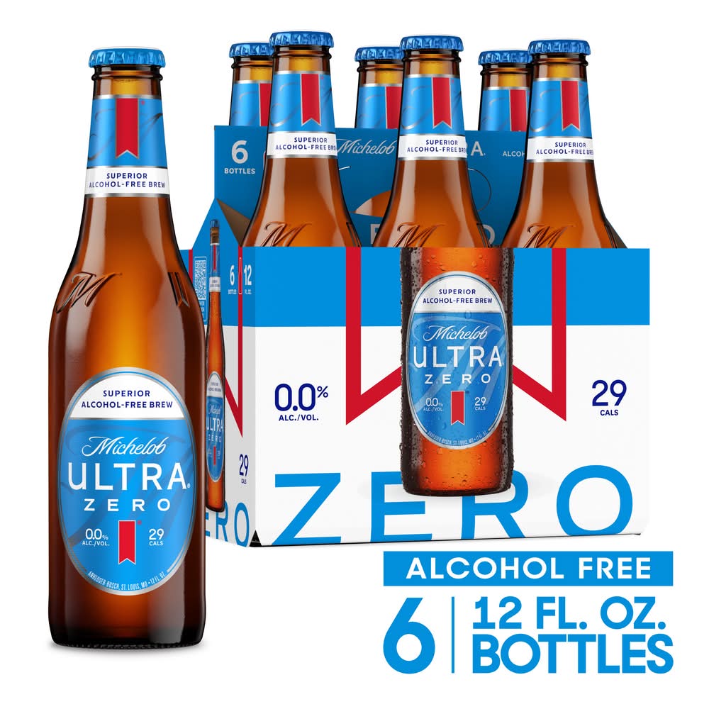 Michelob Zero Non-Alcoholic Lager Beer (6 x 12 fl oz)