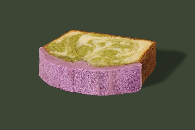 Matcha ube loaf cake