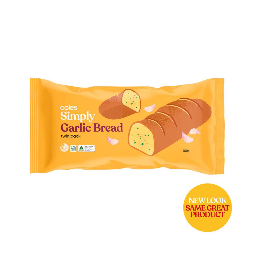 Coles Simply Garlic Bread 2 ct