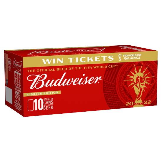 Budweiser Lager Beer Cans 10 X 440ml
