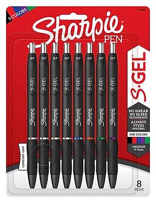 Sharpie S-Gel Retractable Gel Pens, Medium Point, 0.7mm, Assorted Ink, 8/Pack (2096148/2126231)