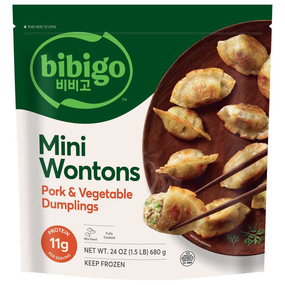 bibigo Mini Wontons Dumplings, Pork & Vegetable (24 oz)