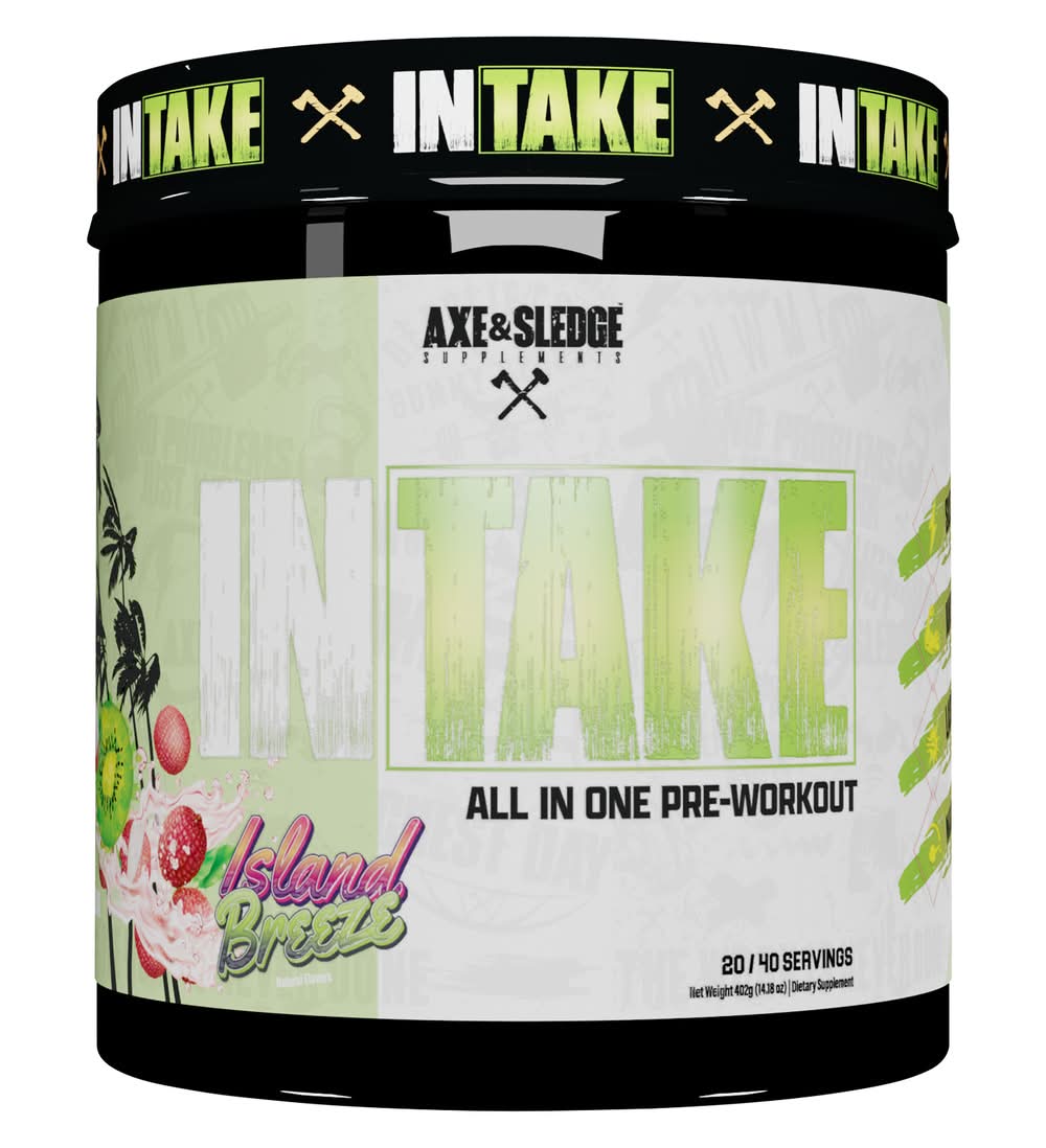 Axe & Sledge Supplements Intake All in One Pre-Workout Powder, Island Breeze (14.53 oz)