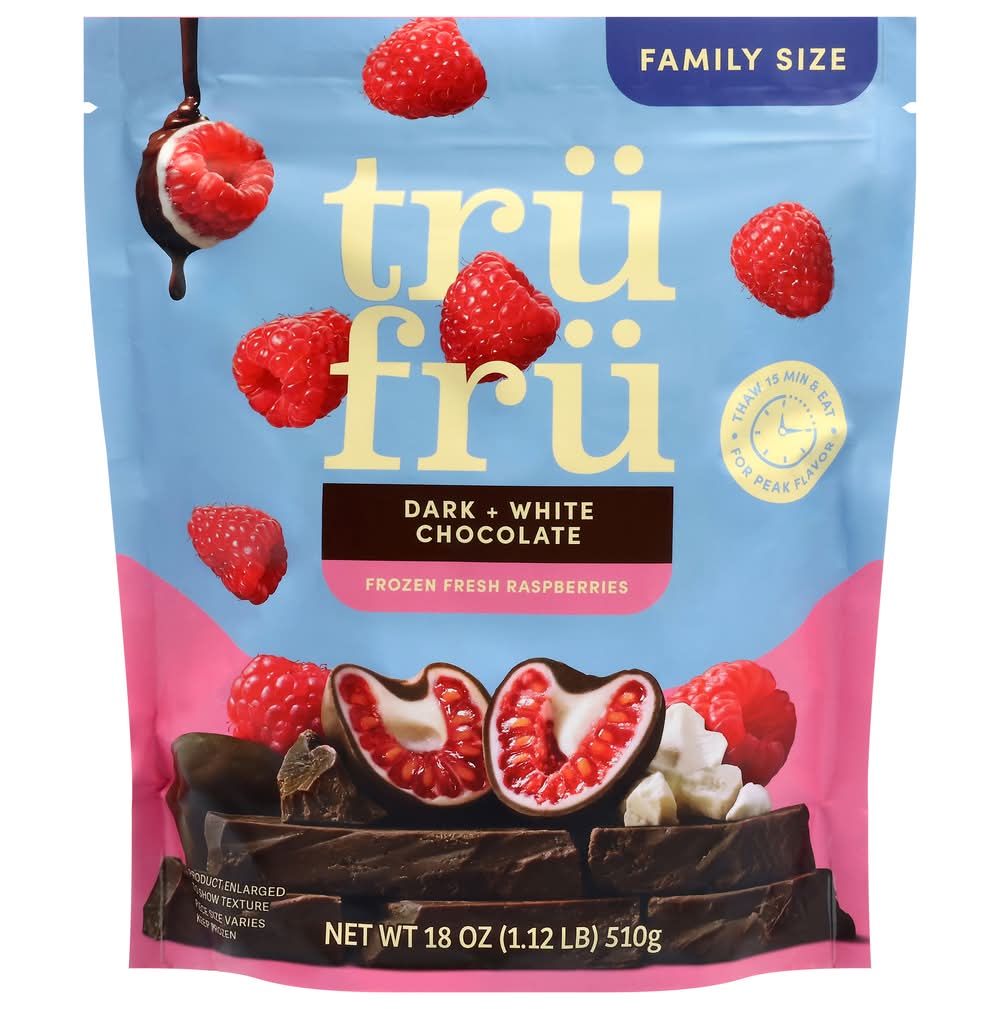 Trü Frü Frozen Fresh Raspberries, Dark + White Chocolate (18 oz)