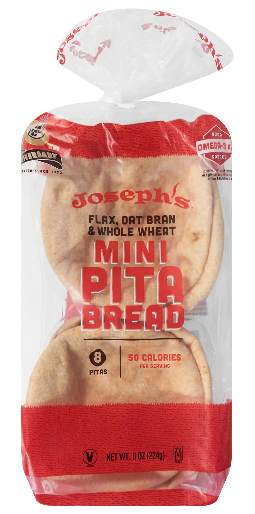 Joseph's Flax Oat Bran & Whole Wheat Mini Pita Bread (8 oz)
