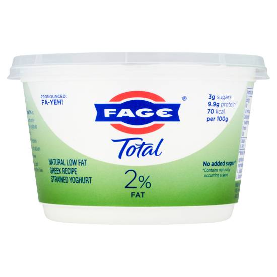 Fage Total 2% Fat Natural Low Fat Greek Recipe Strained Yoghurt