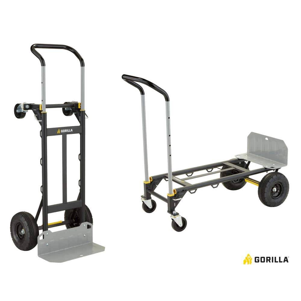 Gorilla 800 Lbs. Capacity Convertible Steel Hand Truck, Wide Dual Mode Adjustable Height Handle, Simple/Safe Flatbed Conversion