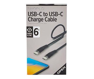 iWorld Black 6' Usb-C to Usb-C Cable
