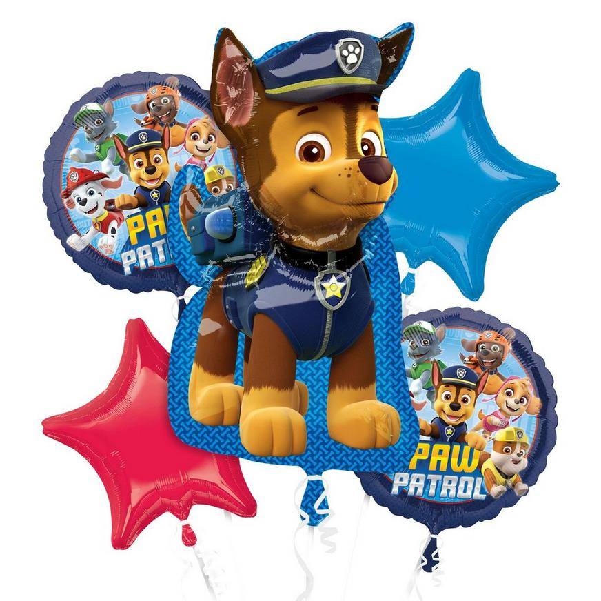 Uninflated Chase Foil Balloon Bouquet, 5pc - PAW Patrol
