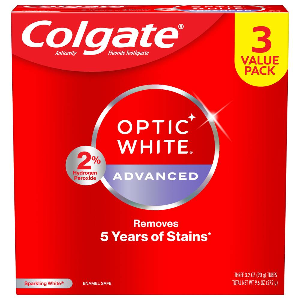 Colgate Optic White Advanced Whitening Toothpaste (9.6 oz, 3 ct)