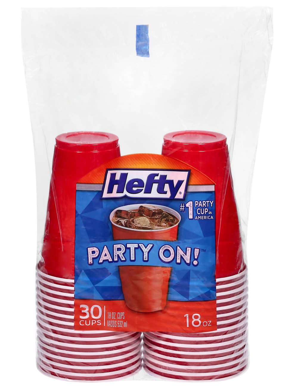 Hefty Party On! Plastic Cups 18 oz, Red (30 ct)