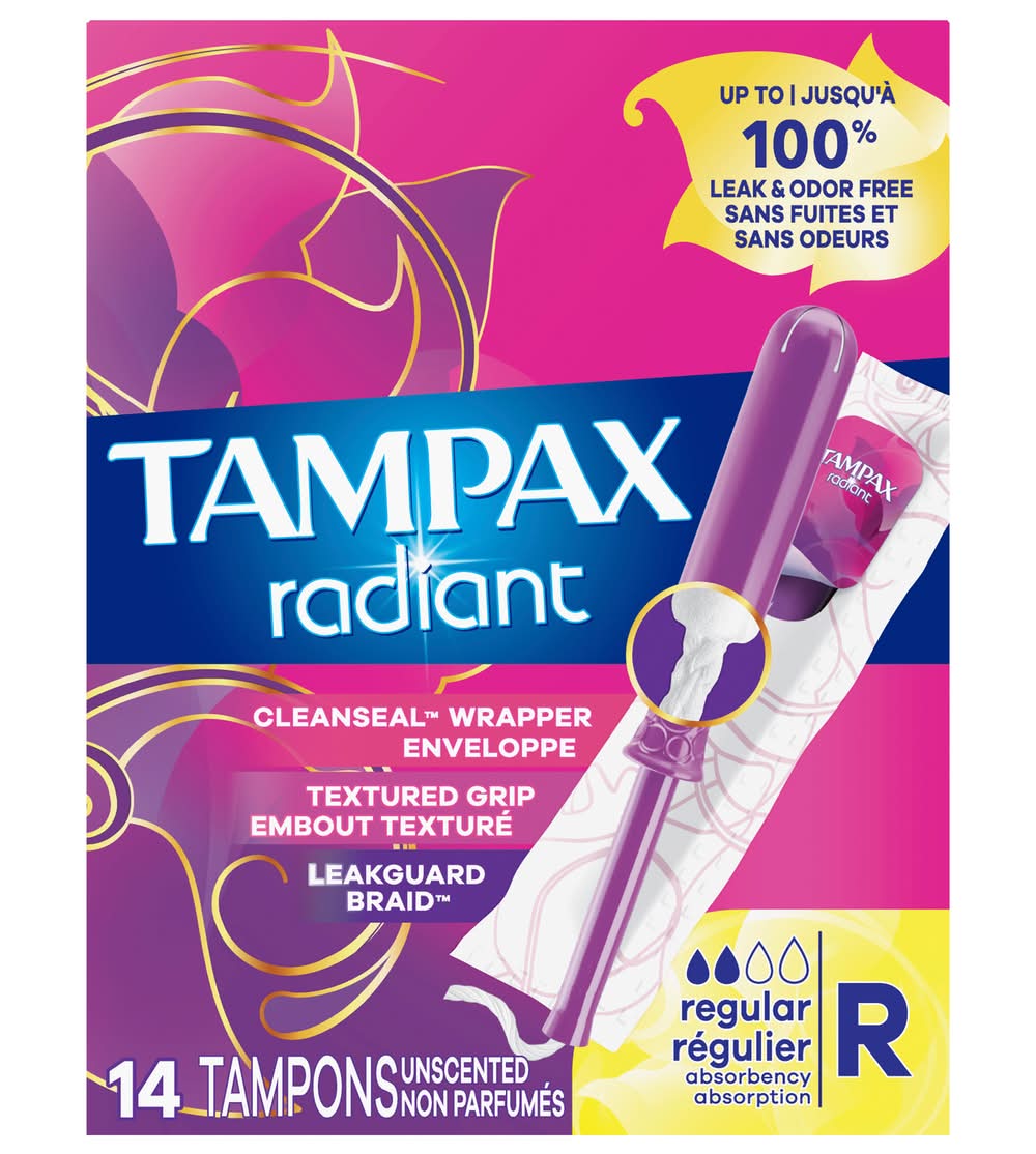 Tampax Radiant Regular Absorbency Unscented Tampons (4.8 oz, 14 ct)