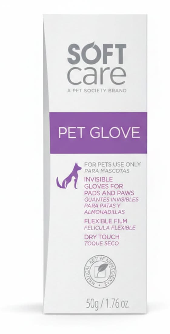 PET SOCIETY SOFT CARE PET GLOVE GUANTES INVISIBLES PARA PATAS Y ALMOHADILLAS PARA PERROS Y GATOS, 50 G