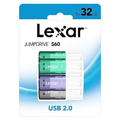 Lexar Jumpdrive S60 Usb 2.0 Flash Drives 32gb Assorted Set Of Drives (5 pack)