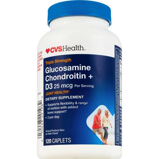 CVS Health Glucosamine Chondroitin + Vitamin D3 Caplets, 120 CT