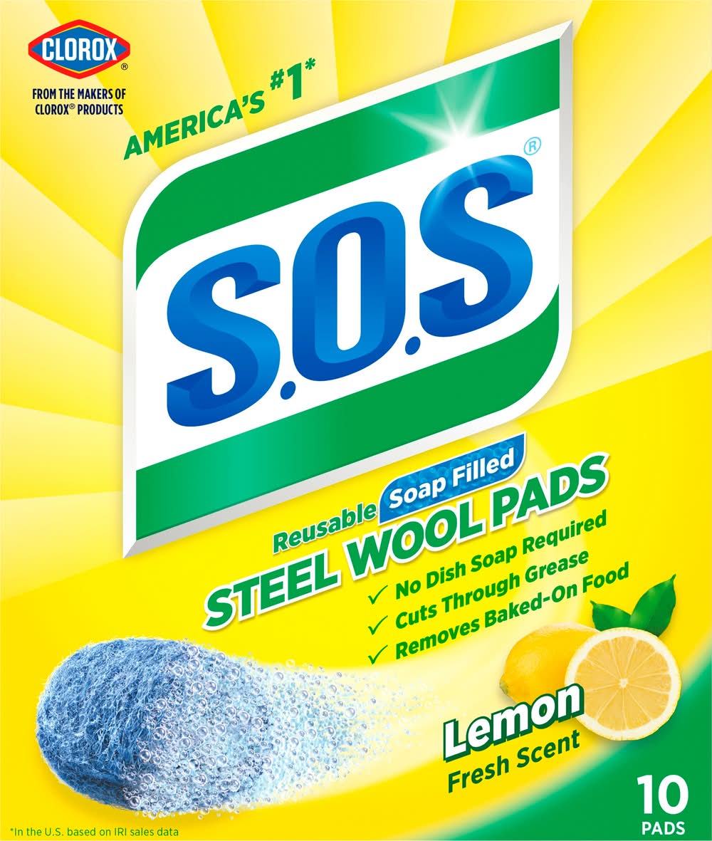 Clorox Steel Wool Pads, Lemon (4.8 oz, 10 ct)