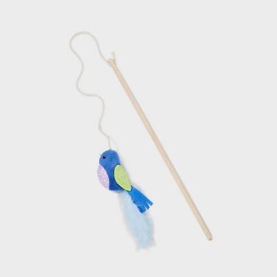 Boots & Barkley Bird With Long Feather Tail Cat Wand Toy