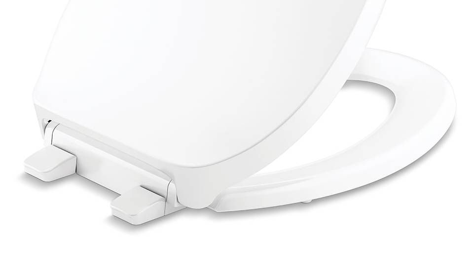 KOHLER Drift Tab Plastic White Elongated Soft Close Toilet Seat | 29030-A-0