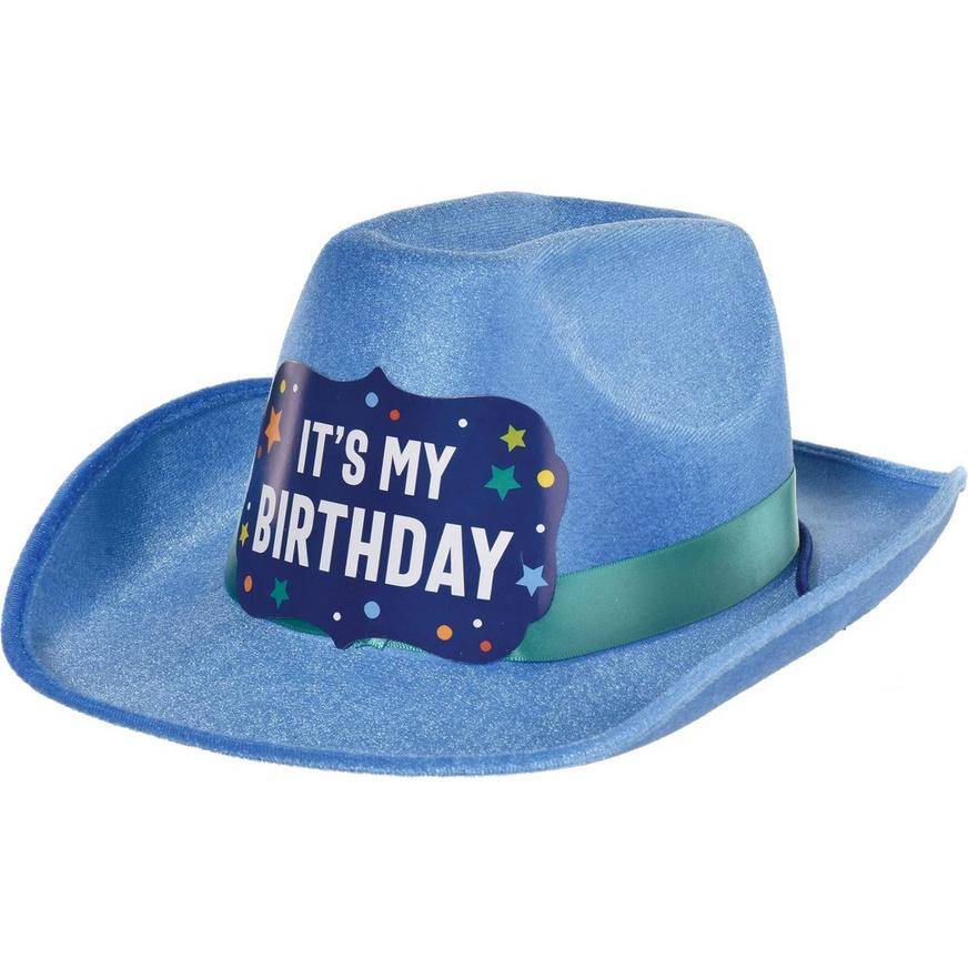 Party City It's My Birthday Cowboy Hat (13in" x 5in"/royal blue)