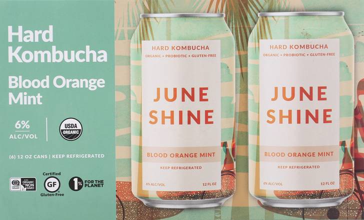 June Shine Blood Orange Mint Hard Kombucha (6 pack, 12 fl oz)