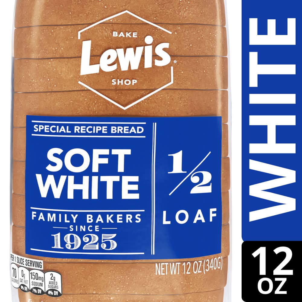 Lewis Bake Shop Half Loaf Special Recipe Soft Bread, White (12 oz)