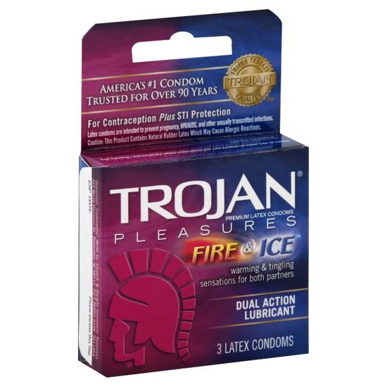 Trojan Fire & Ice Lubricated Latex Condoms (3 ct)