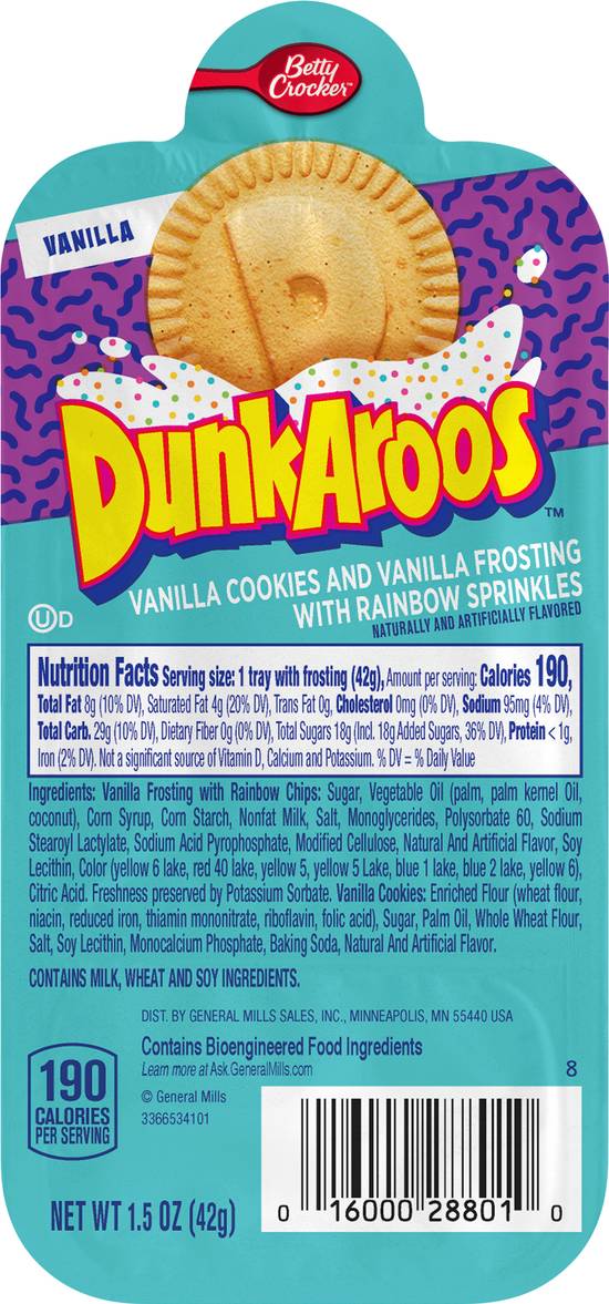 Dunkaroos Vanilla Vanilla Cookies & Frosting With Rainbow Sprinkles
