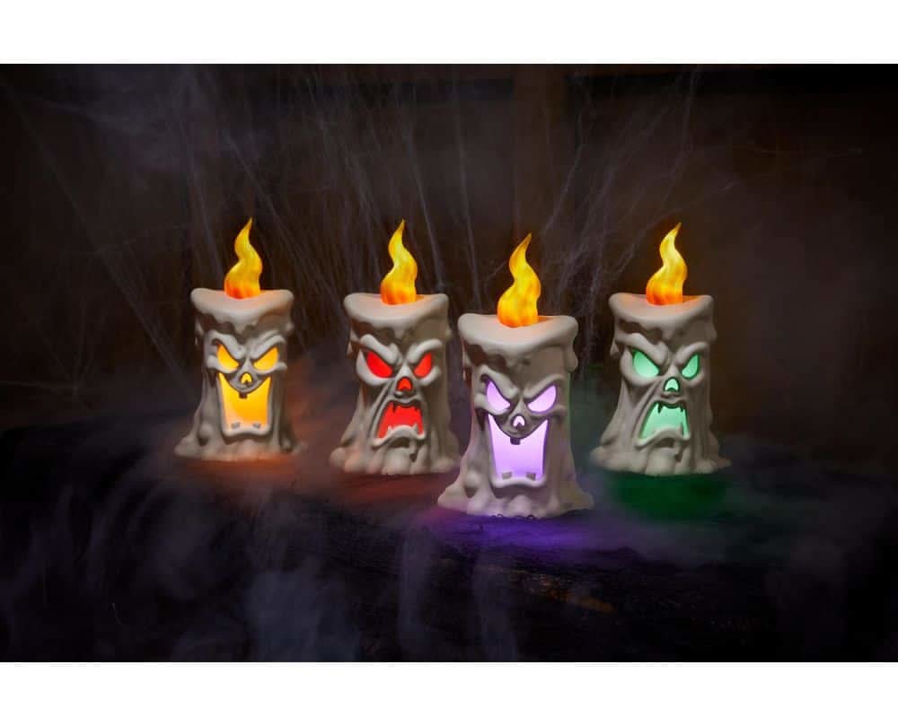 Home Accents Holiday 4-Pack Halloween Classics Color Changing Led Spooky Candle Pathway Markers With Timer